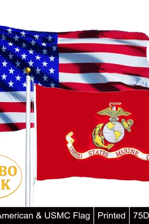2 FLAGS UNITED STATES MARINE CORPS FLAG 3 X 5 AMERICAN USA OFFICIALLY LICENSED