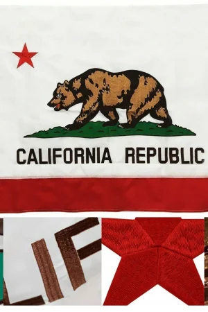 3x5 California Embroidered 210 Denier Sewn Premium banner Flag HEAVY DUTY
