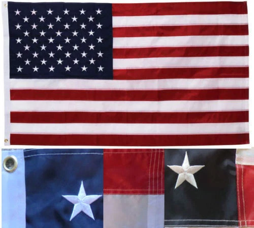 4x6 USA American Flag Nylon Heavy Duty Embroidered Stars Sewn Stripes Grommets