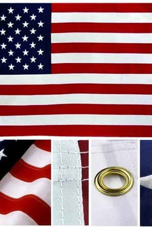 5' X 8' U.S./ USA AMERICAN FLAG NYLON EMBROIDERED SOLID BRASS GROMMETS