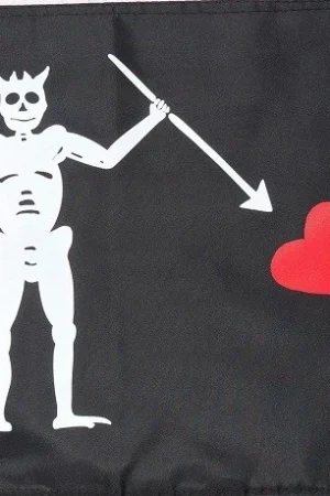 PIRATE FLAG 12"X18" BLACKBEARD EDWARD TEACH DOUBLE SIDED NYLON BOAT/MOTORCYCLE